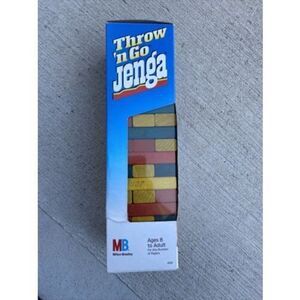 Vintage 1995 Throw 'N Go Jenga Wood Tower Game Stack Milton Bradley MB Coupns
